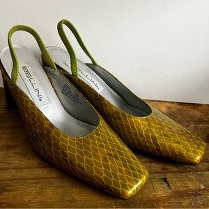 VTG Georgio Bellini snakeskin crocodile square toe  sling back heels NWOT size 7